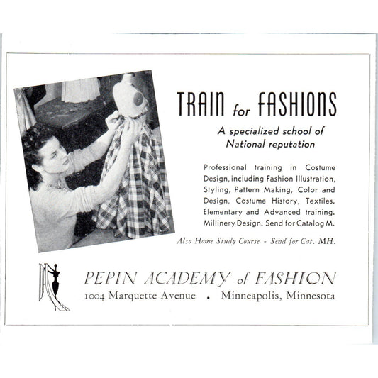 Pepin Academy of Fashion Minneapolis MN 1940 Magazine Ad AF1-OM