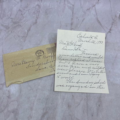 1933 Hand Written Letter Mrs Harry F. Groff Soudersburg PA TJ5-E1