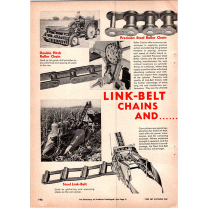 1949 Link-Belt Company Screw Conveyors Farm Equipment 2 Page Ad I16