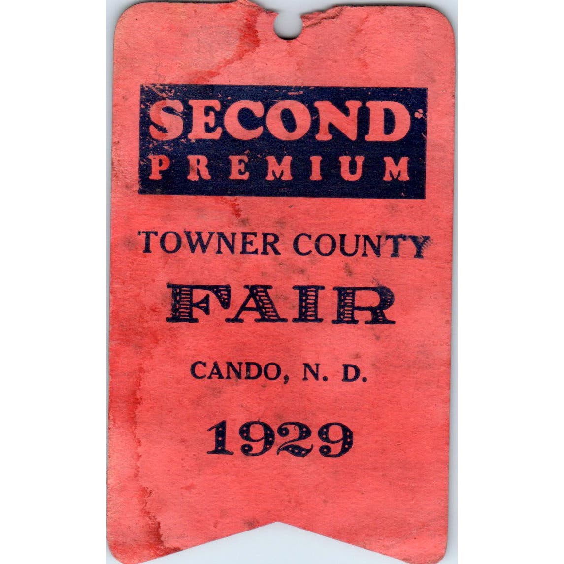 1929 Towner County Fair Cando NC Second Premium Stub AE2