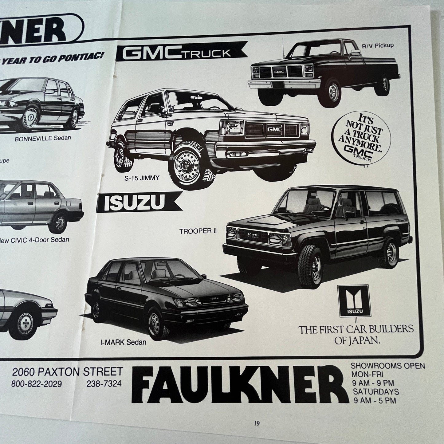 Faulkner Auto Sales 2060 Paxton Street Harrisburg PA Centerfold 1988 Ad AG8-3