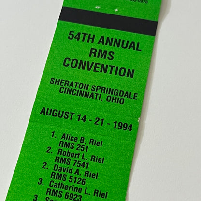 1994 RMS Convention Cincinnati OH Vintage Matchbook Cover MB59-4