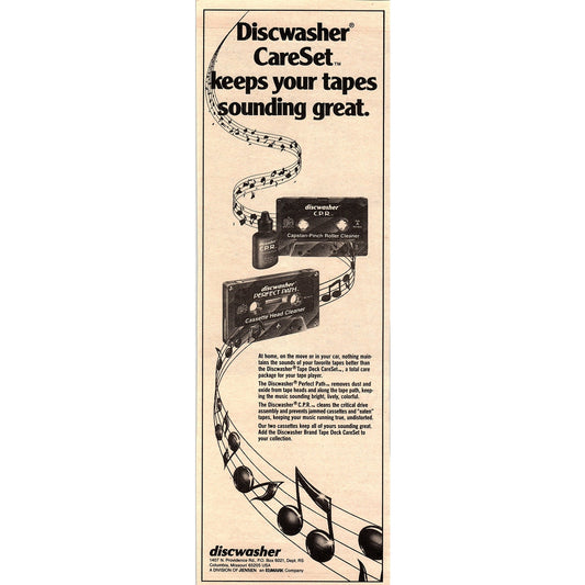 Discwasher CareSet Cassette Head Cleaner 1984 Ad V14-7
