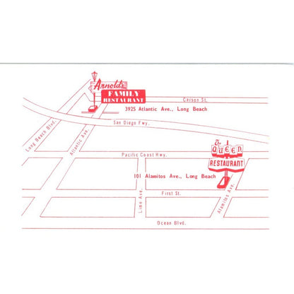 The Queen Restaurant L. Baker Long Beach CA Vintage Business Card SD8-B7