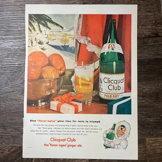 Clicquot Club Ginger Ale N.W. Ayer & Son Vintage Magazine Ad 11x14 V9