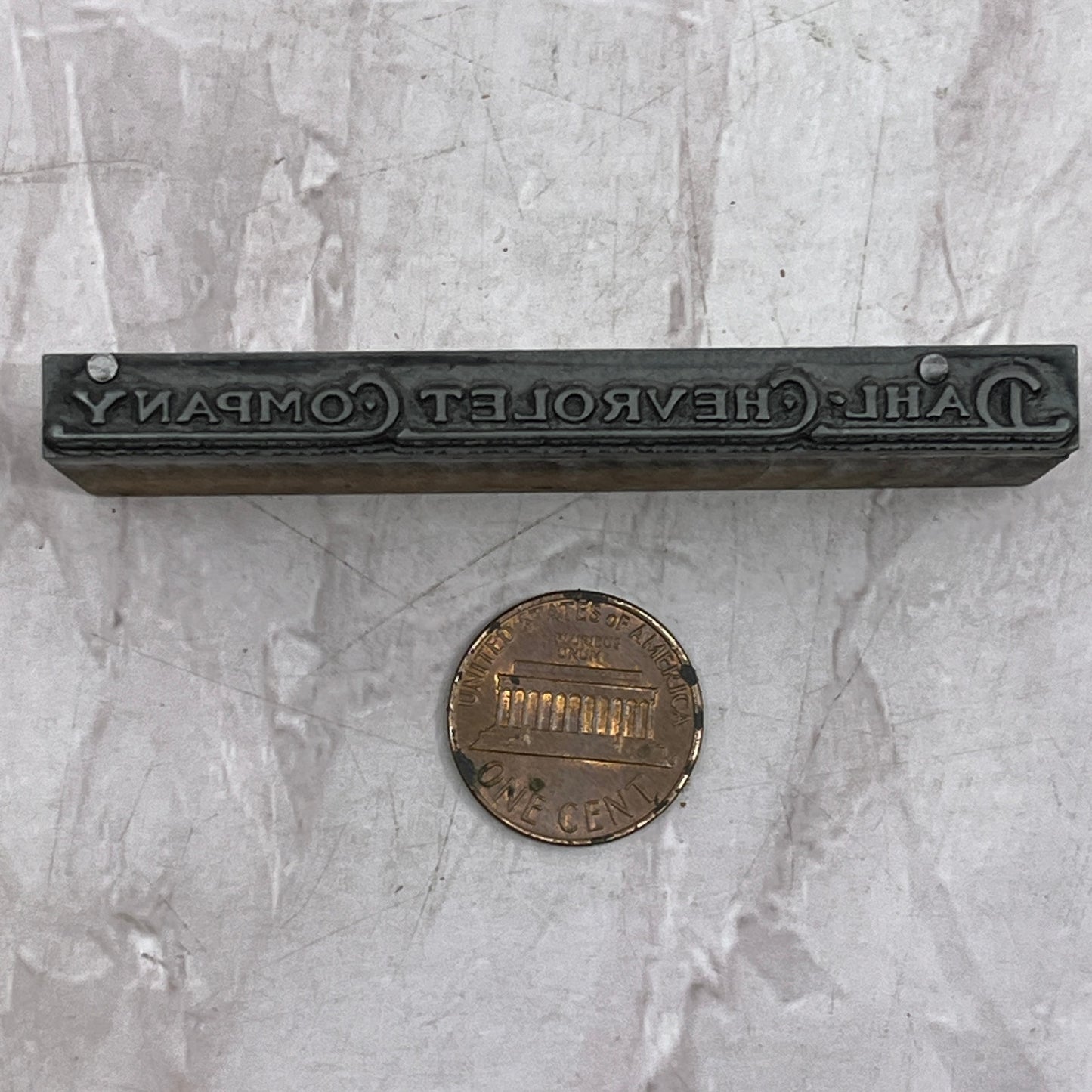 Retro Dahl Chevrolet Company Vintage Letterpress Printers Block Plate SF5