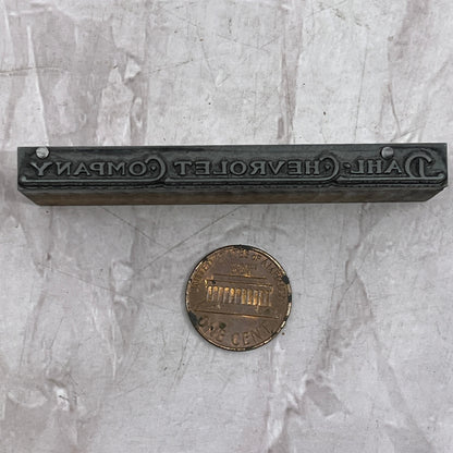 Retro Dahl Chevrolet Company Vintage Letterpress Printers Block Plate SF5