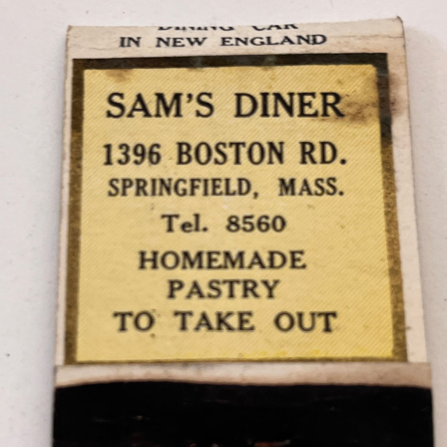 Sam's Diner 1396 Boston Rd Springfield MA Vintage Matchbook Cover TB8-MB3-9