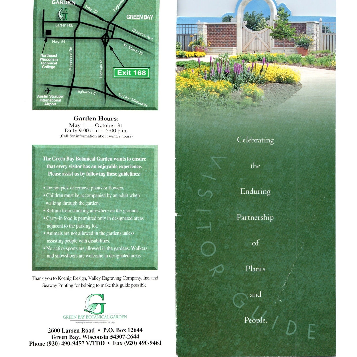 Vintage Green Bay Wisconsin Botanical Gardens Travel Brochure TF4-B4