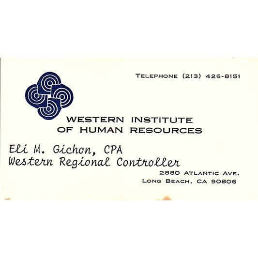 Eli M Gichon Western Institute of Human Resources Long Beach Vtg Card SD9-B11