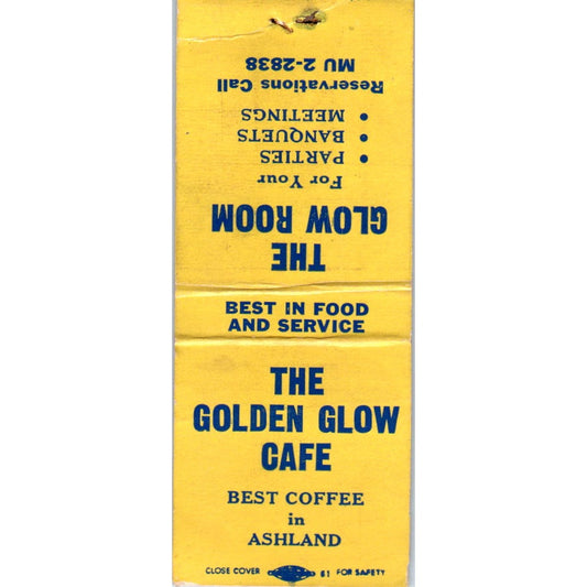 The Golden Glow Cafe Ashland WI Vintage Matchbook Cover SD4-Y12