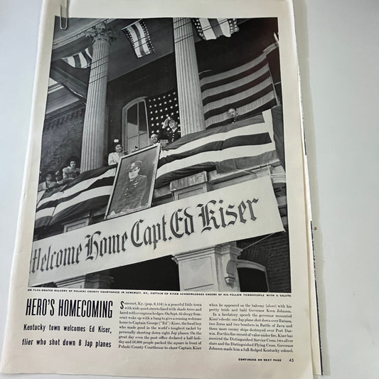 Ed Kiser Homecoming Somerset KY 2 Pages 1940s WWII Era Article V29-5