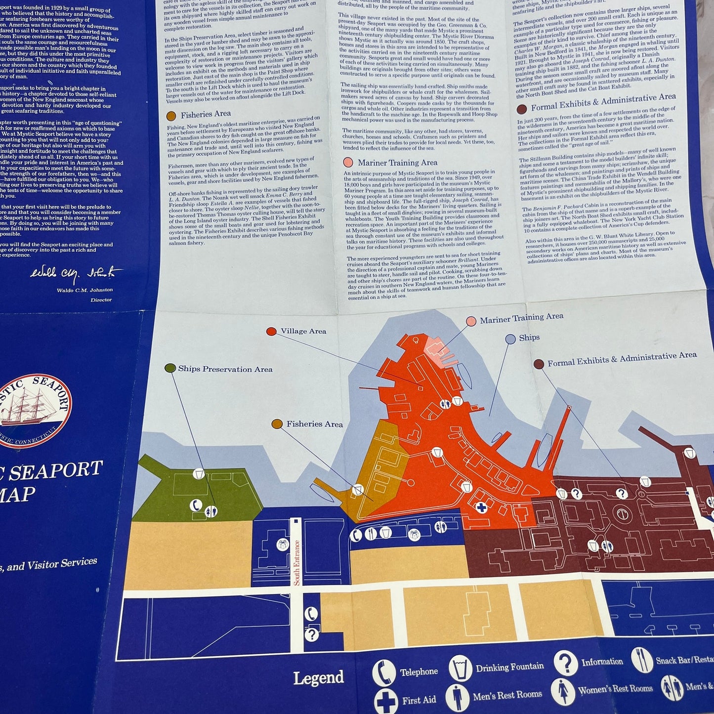 c1980 Mystic CT Seaport Fold Out Map L3-6