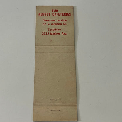 Copied - Russet Cafeteria Indianapolis IN Vintage Matchbook Cover MB8-5