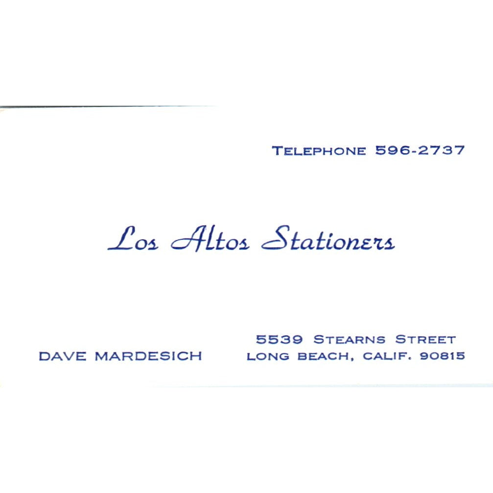 Dave Mardesich Los Altos Stationers Long Beach CA Vintage Business Card SE3-B4