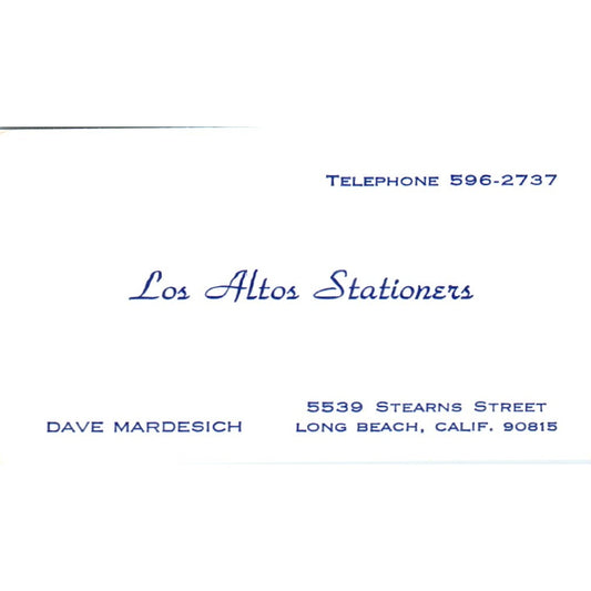 Dave Mardesich Los Altos Stationers Long Beach CA Vintage Business Card SE3-B4