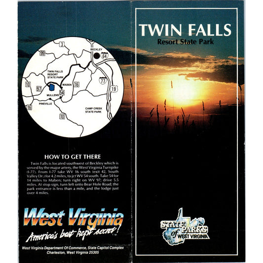 Vintage Twin Falls Resort State Park West Virginia Brochure TF4-B3