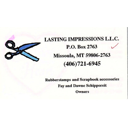 Lasting Impressions LLC Fay & Dawne Schipporeit Missoula Business Card SC9-B10