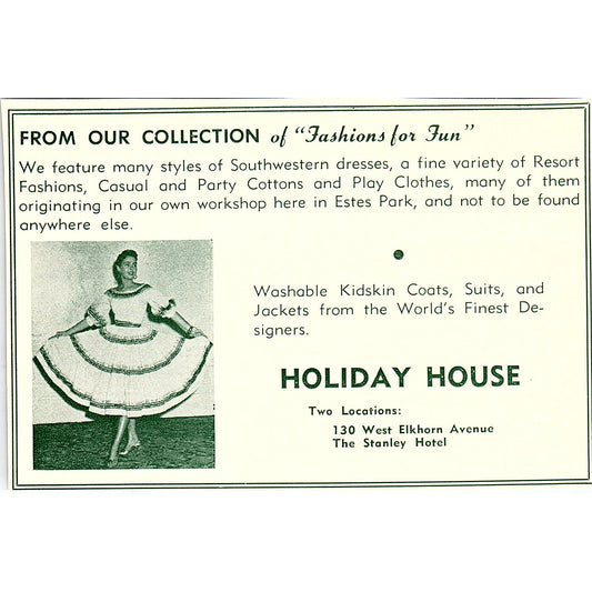 Holiday House at the Stanley Hotel 1957 Estes Park CO Ad AG4-H1