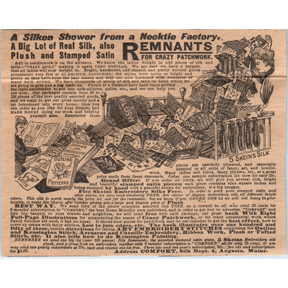 Silk Remnants Club Offer Comfort Augusta Maine 1910 Magazine Ad AF1-CM5