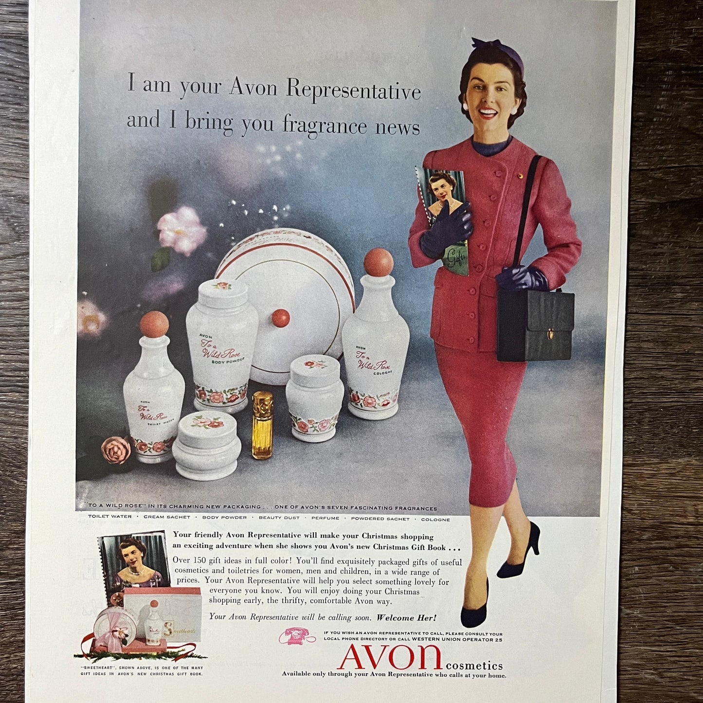 Avon Cosmetics Christmas Shopping Vintage Magazine Ad 10x14 V7