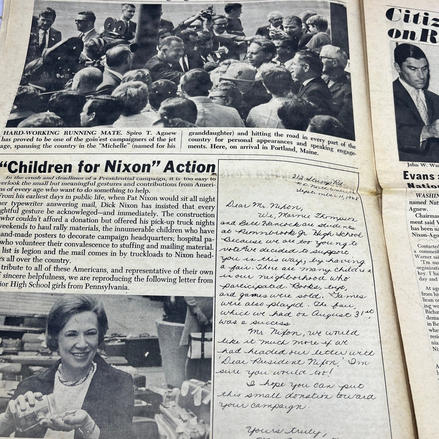 1968 Nixon Agnew Elector Newspaper No. 2 Nixon Campaign V14-5
