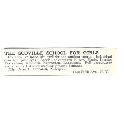 Scoville Girls School Rosa B. Chisman NY c1918 Original Advertisement AE5-SA7