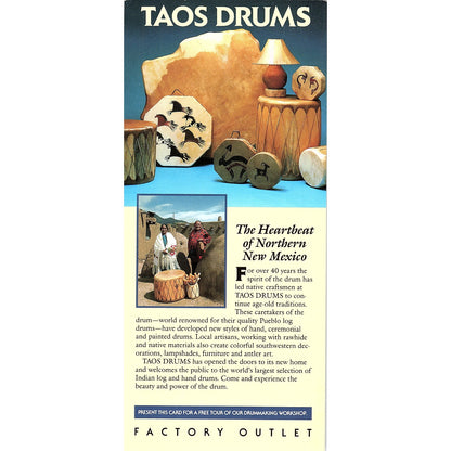 Taos Drums Factory Outlet Taos NM Vintage Tourist Travel Leaflet TH2-TB1
