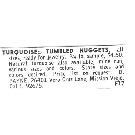 D. Payne Turquoise Mission Viejo California 1972 Ad AF8-S18