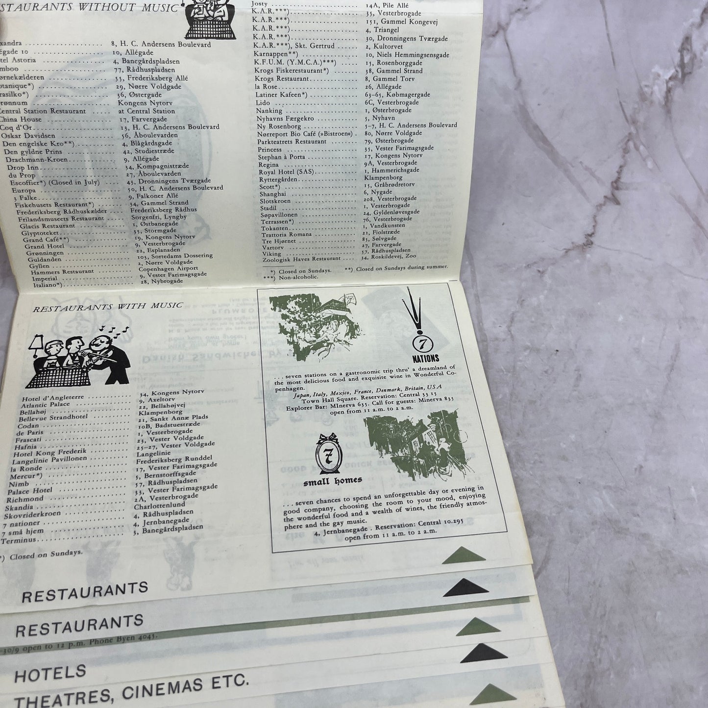 1963 Copenhagen Denmark Fold Out Map and Travel Guide ML1-7