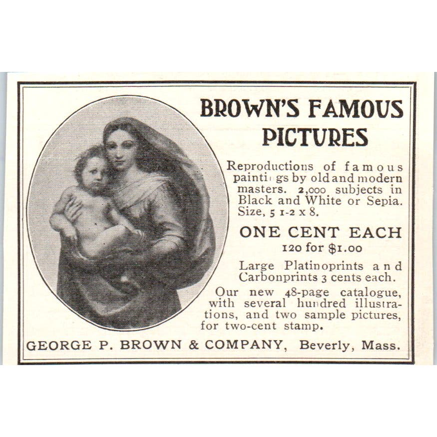 George P. Brown & Company Pictures Beverly MA c1905 Victorian Ad AE9-MA9