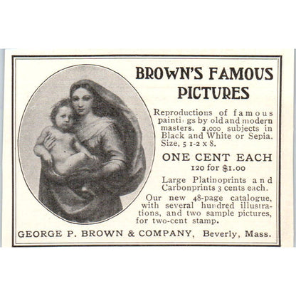 George P. Brown & Company Pictures Beverly MA c1905 Victorian Ad AE9-MA9