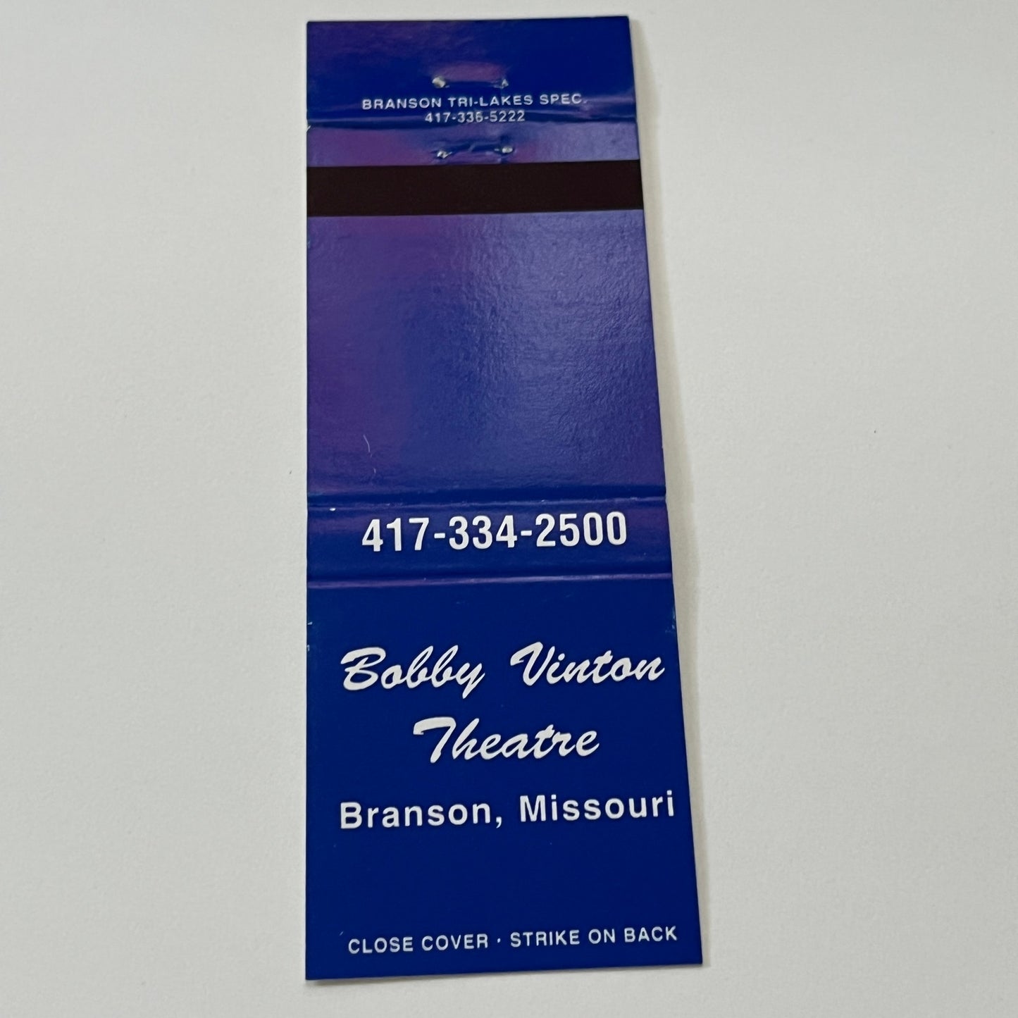 Bobby Vinton Theatre Branson MO Matchbook Cover TB6-MB1-14