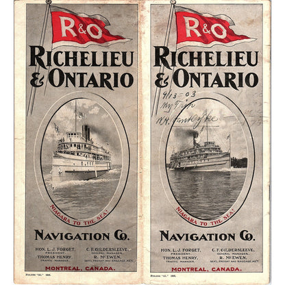 1903 Richelieu and Ontario Timetable Booklet, Map & Travel Brochure TH2-TB2