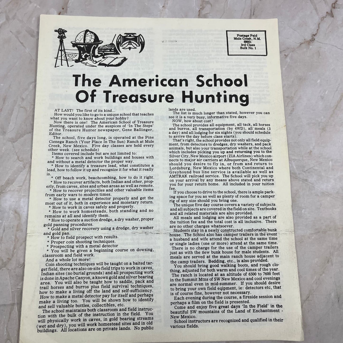 1980 - The American School of Treasure Hunting Preview Leaflet M11