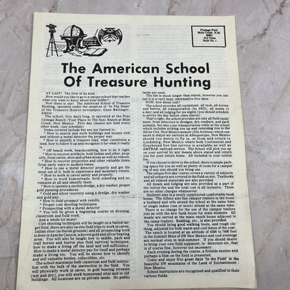 1980 - The American School of Treasure Hunting Preview Leaflet M11