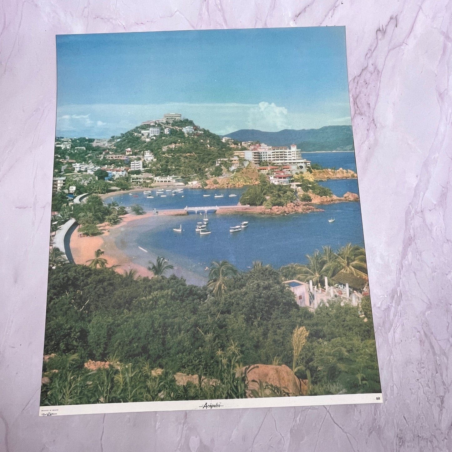 1970s View of Acapulco Vintage Mexican 12x14" Art Print V21