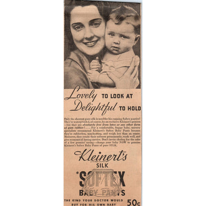 Kleinerts Silk Softex Baby Pants 3x8" 1935 Minneapolis Journal Advertisement D10