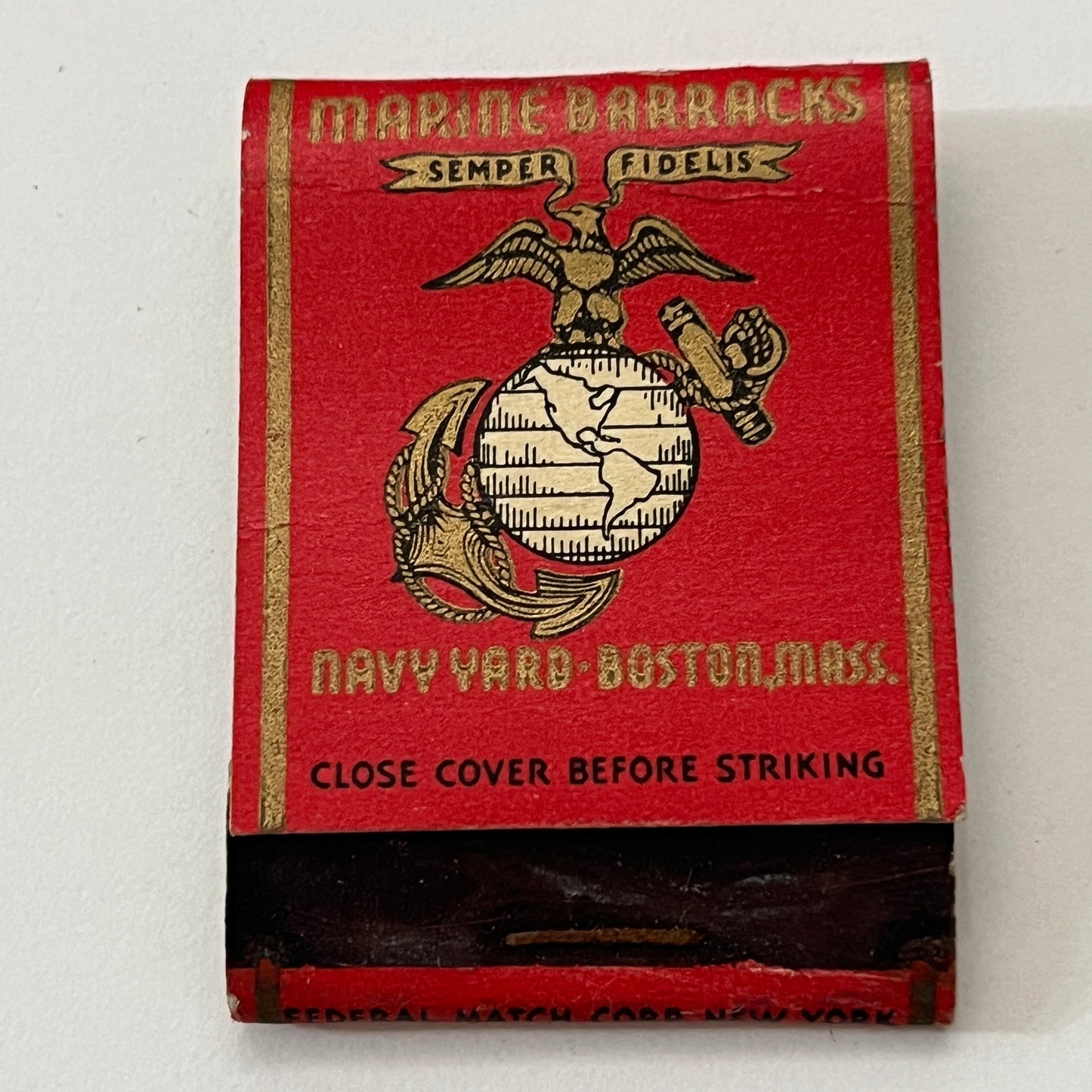 Marine Barracks Navy Yard Boston MA Butch Vintage Matchbook Cover TB8-MB2-10
