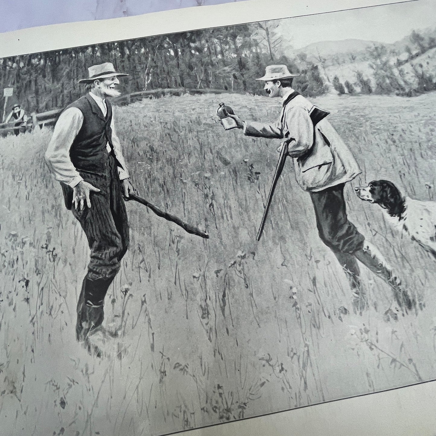 The Conciliator - Hunting Spaniel - Original 1904 A.B. Frost Art Print V14-3