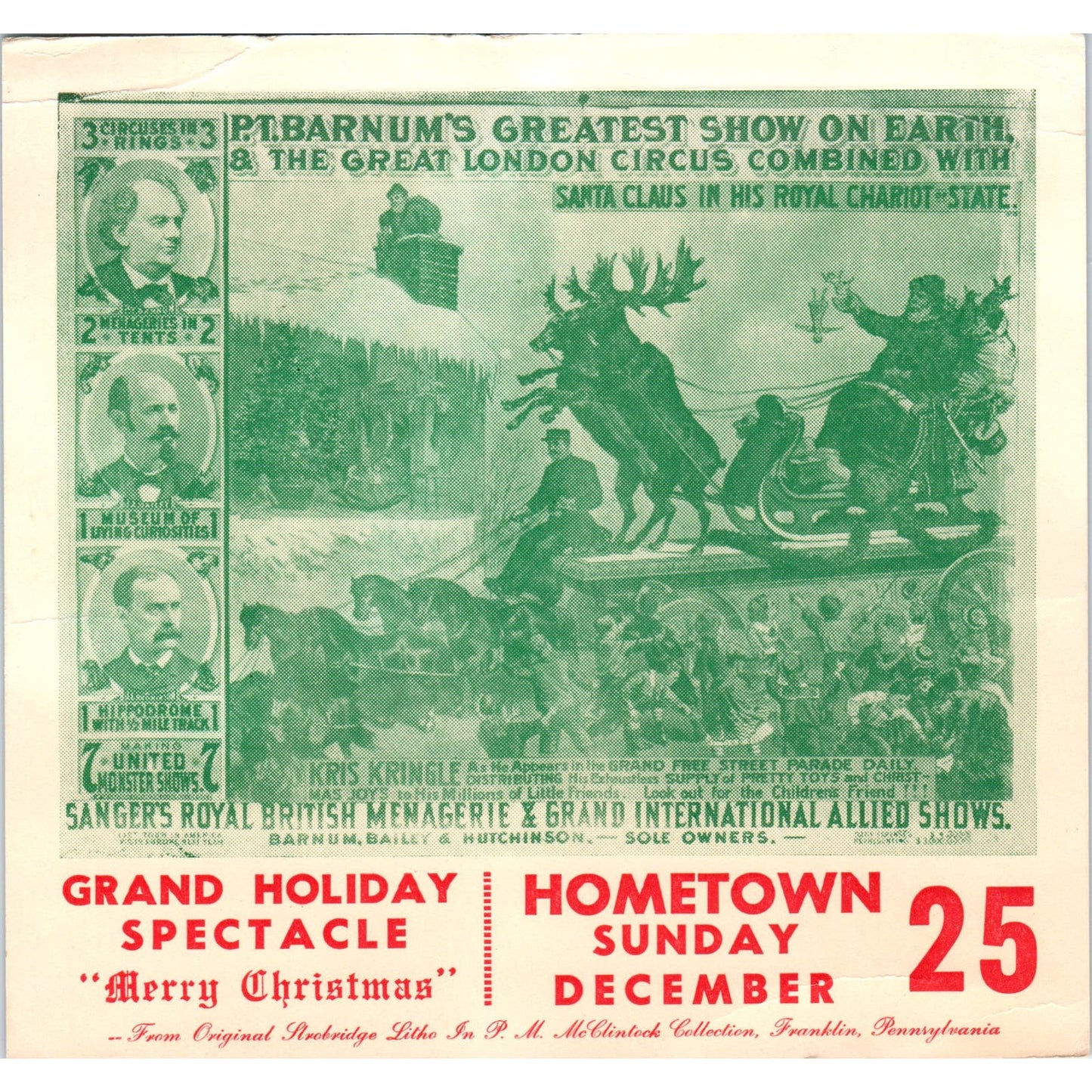 1930s Circus Advertisement Christmas Grand Holiday Spectacle 6x7 AE5