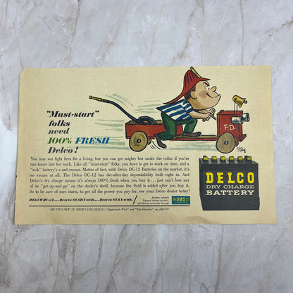 Delco Dry Charge Battery Fireman Comic 6x10 Vintage Magazine Advertisement FL6-6