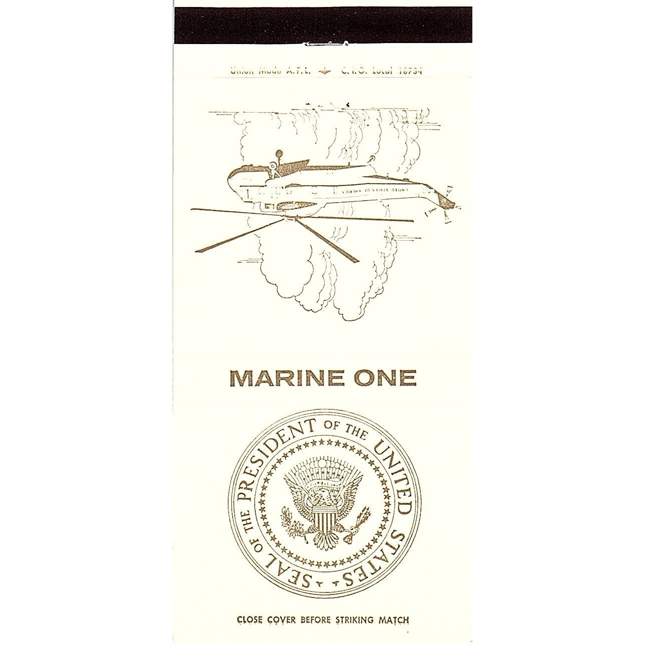 Marine One Helicopter - US Presidential Seal Vintage Matchbook TB6-MB2-7