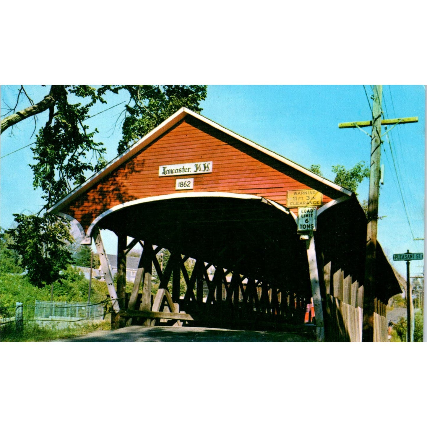 Israel River Bridge Mechanic Street Lancaster NH Covered Bridge Postcard PD3