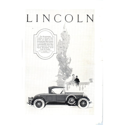 Lincoln Sport Roadster Automobile Car - Vintage Magazine Ad D20