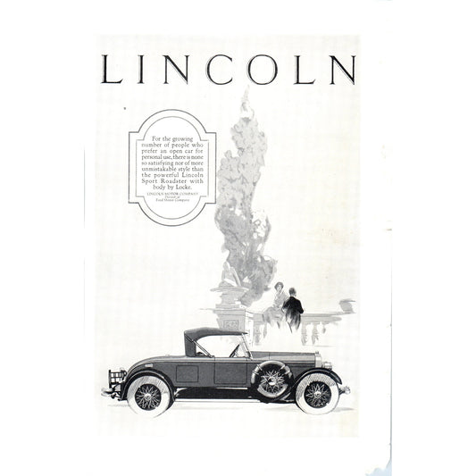 Lincoln Sport Roadster Automobile Car - Vintage Magazine Ad D20