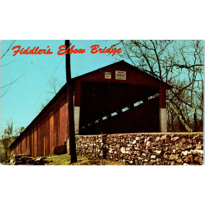 Fiddler's Elbow Bridge Hummelstown PA Vintage Covered Bridge Postcard PD6