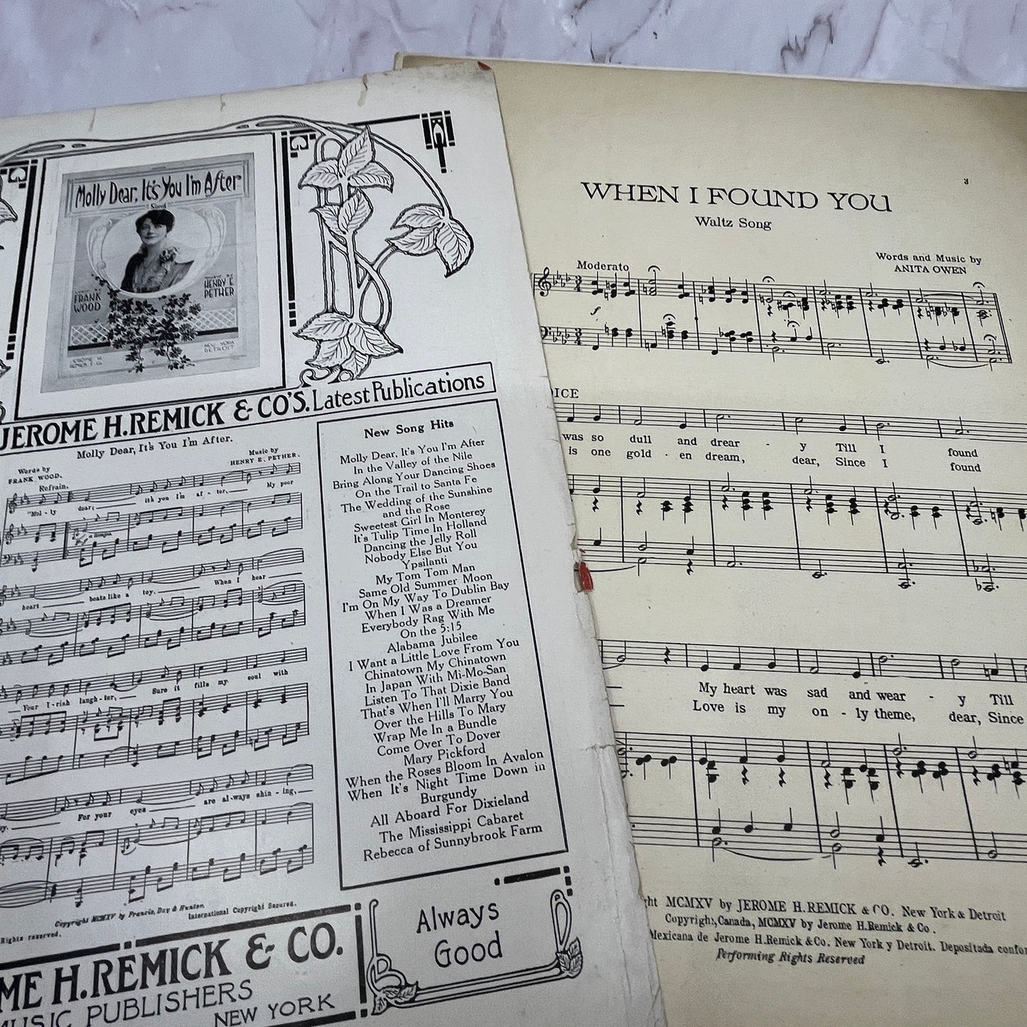 When I Found You Waltz Anita Owen Elsa Ward 1915 Sheet Music V15