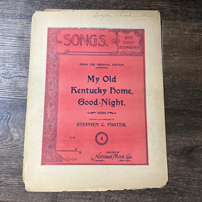 My Old Kentucky Home Good-Night Stephen C Foster 1890s Sheet Music V13