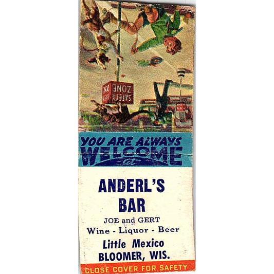 Anderl's Bar Joe & Gert Little Mexico Bloomer WI Vintage Matchbook Cover SE5-Y1